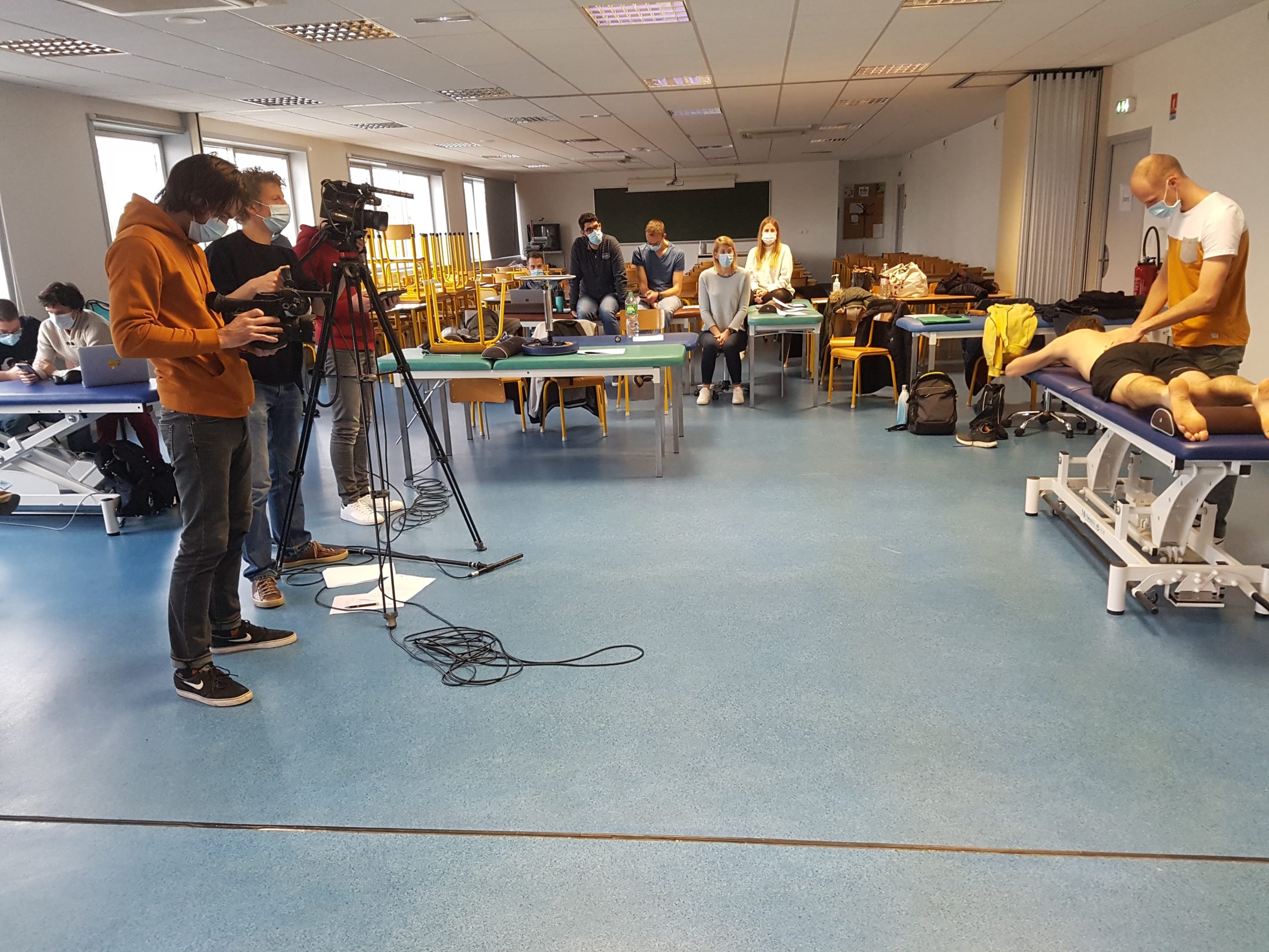 Photograph of video filming of patient manipulation